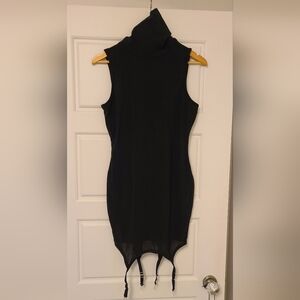 Black dress, open back, turtle neck, Medium size